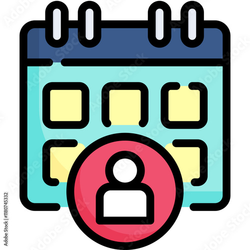 Planner calendar icon. icon. Daily checklist management, containing date, timetable, day, month, year, weekly schedule, agenda. Filled outline icon. photo