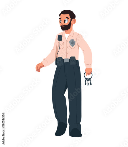 prison guard with keys