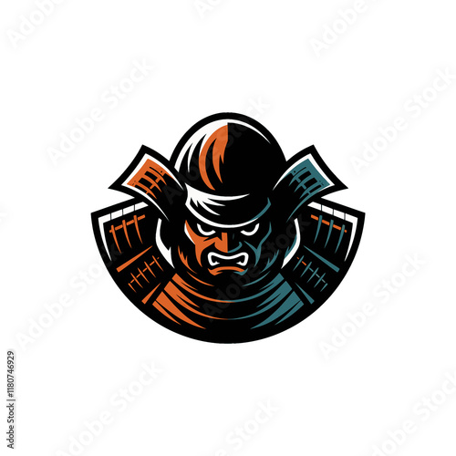 samurai wild character design illustration logo on white background photo