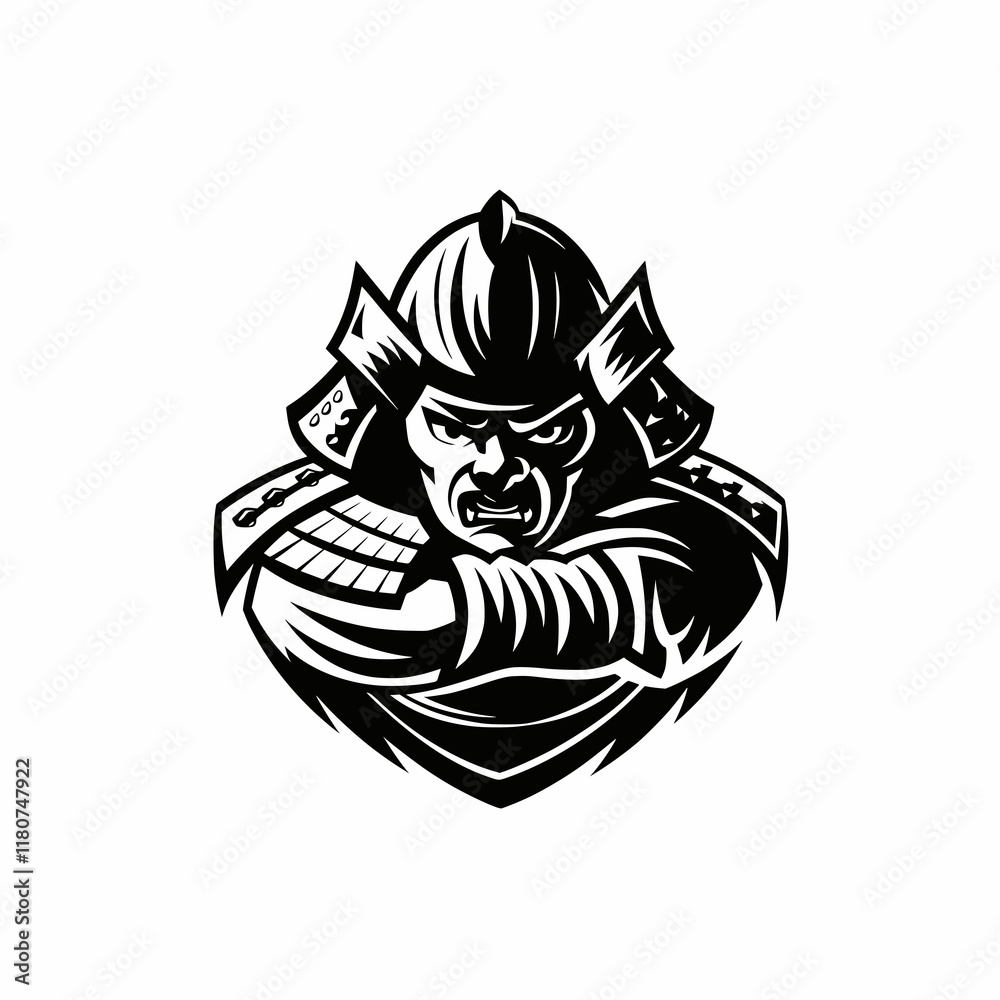 Fototapeta premium samurai wild character flat design illustration logo