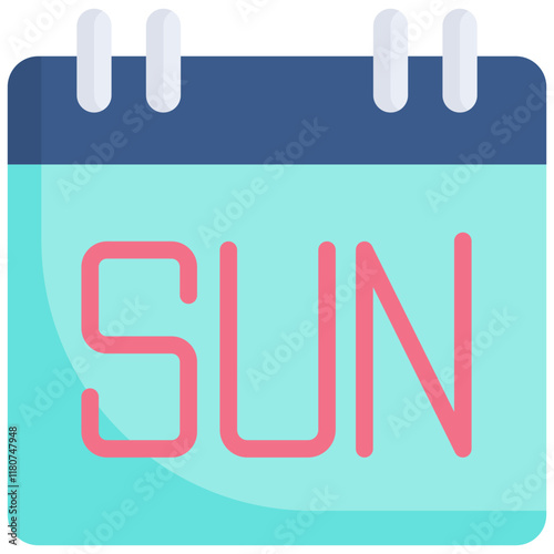 Calendar sunday icon. Daily checklist management, containing date, timetable, day, month, year, weekly schedule, agenda. Flat icon.