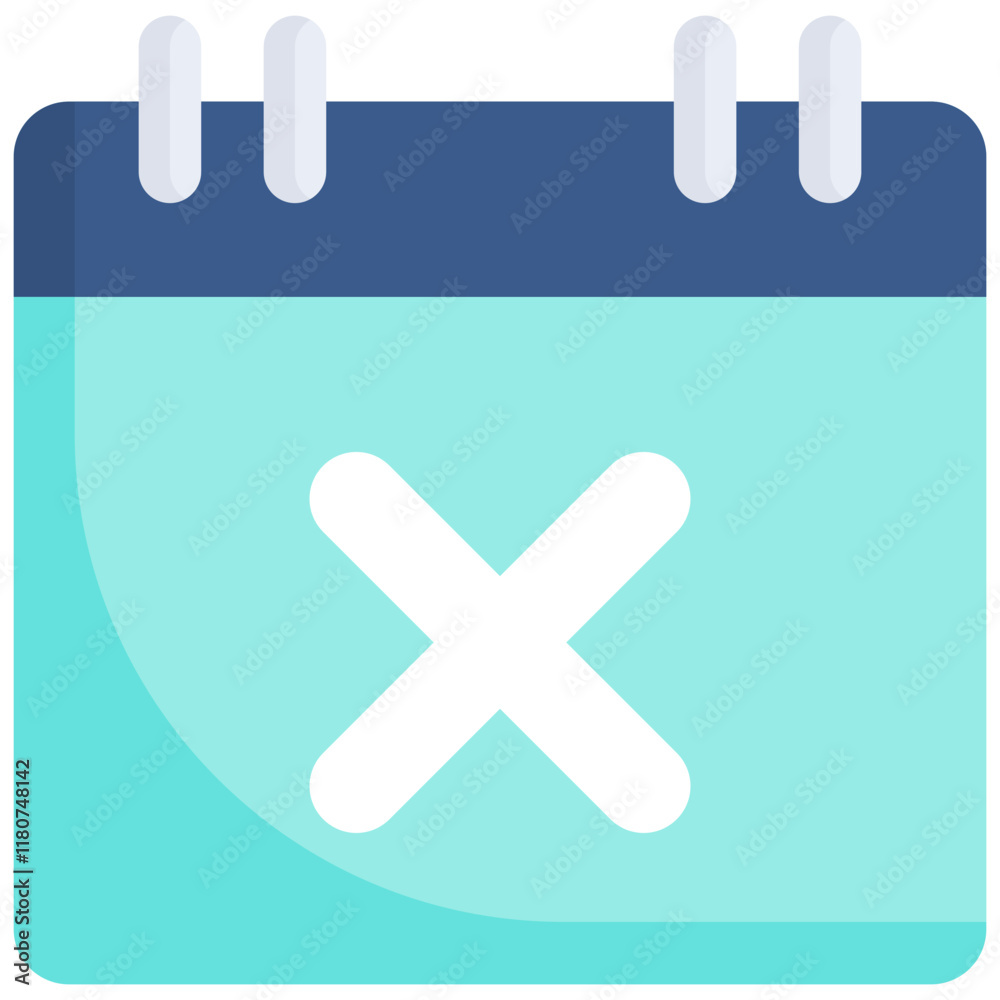 Obraz premium Unavailable calendar icon. Personal organizer, daily checklist management, containing date, timetable, weekly schedule, agenda. Flat icon.