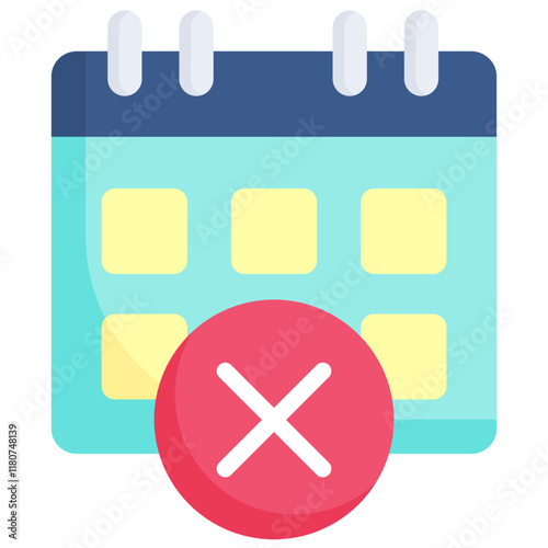 Cancellation schedule calendar icon. daily checklist management, containing date, timetable, day, month, year, weekly schedule, agenda. Flat icon.