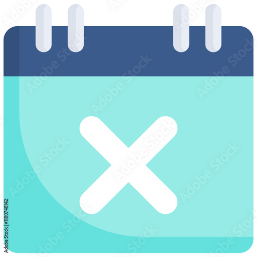 Unavailable calendar icon. Personal organizer, daily checklist management, containing date, timetable, weekly schedule, agenda. Flat icon.