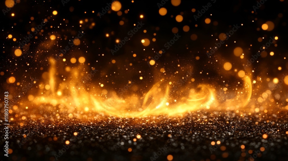 Obraz premium Abstract Golden Fire Glitter Background Image