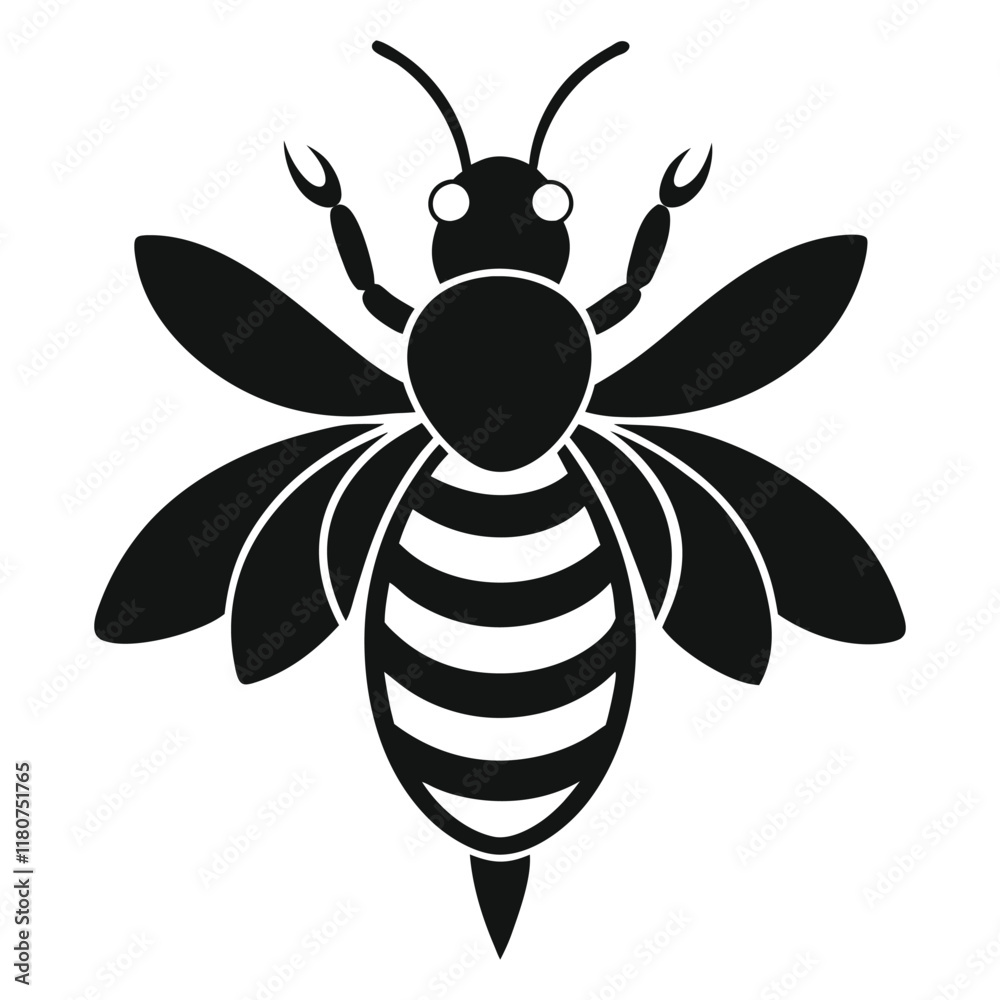 bee silhouette isolated black on white background bee silhouette isolated black on white background