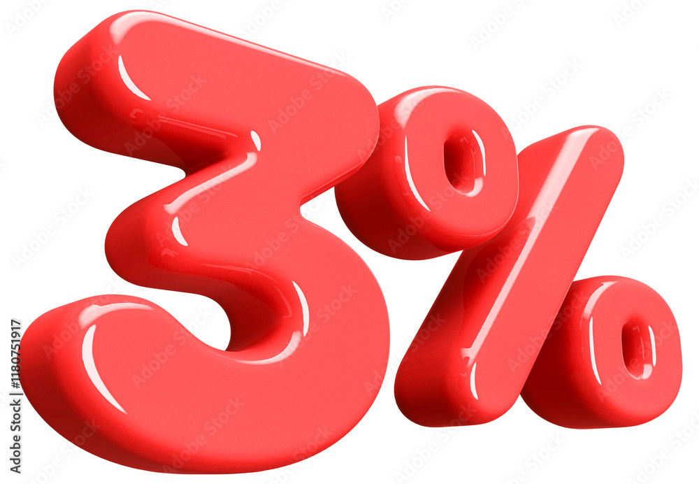 3 Percent Off Sale Number Red 3D illustration 3 Percent Off Sale Number Red 3D illustration