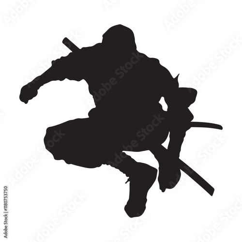 Ninja fighter silhouette vector illustration