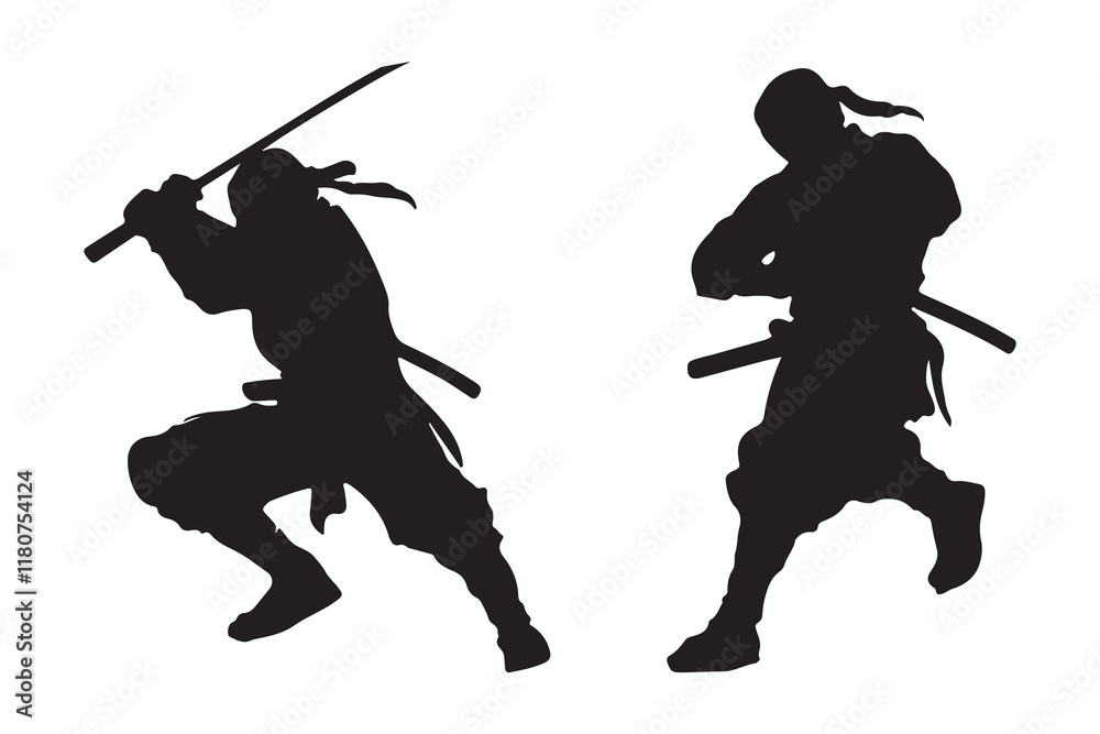Ninja fighter silhouette vector illustration Ninja fighter silhouette vector illustration