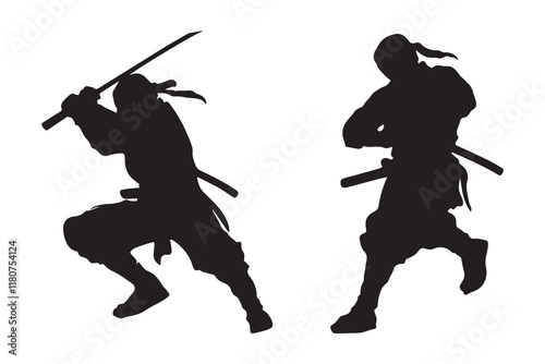 Ninja fighter silhouette vector illustration