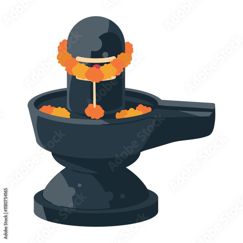 shivaratri lingam and marigold flowers