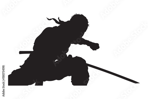 Ninja fighter silhouette vector illustration