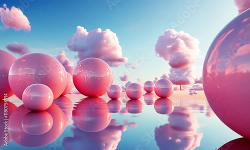 Vibrant pink cotton candy clouds against a clear sky