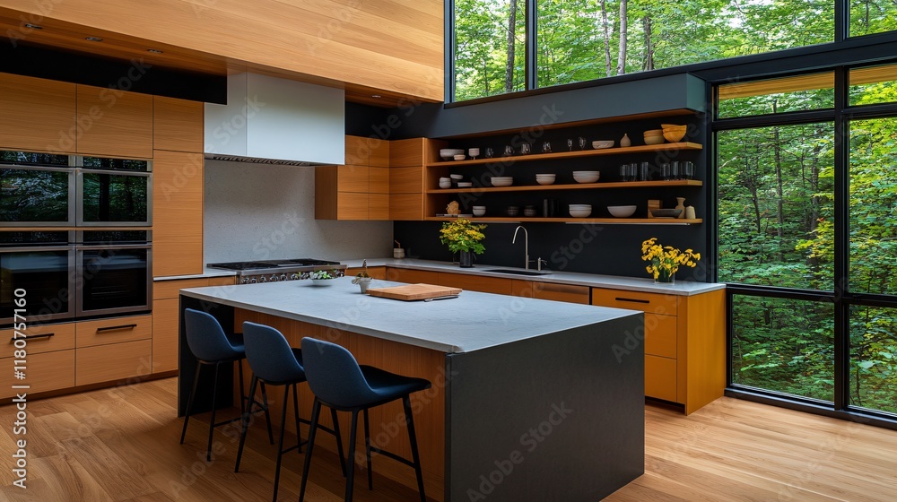 Obraz premium Modern Sleek Kitchen Interior with Natural Light