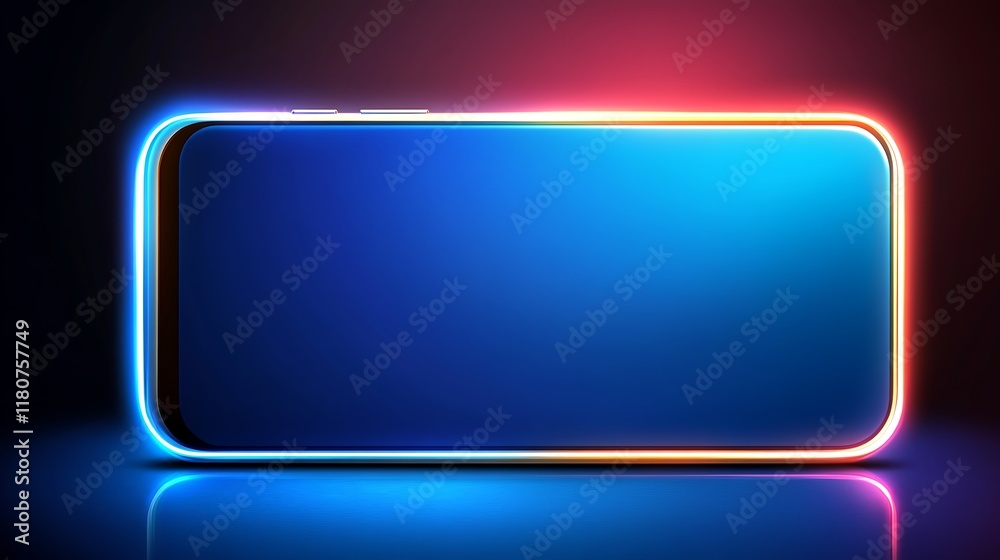 Neon Glow Smartphone Screen Mockup Display Neon Glow Smartphone Screen Mockup Display