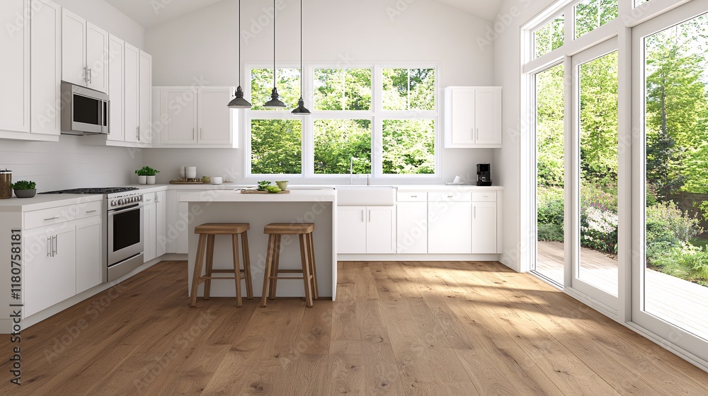 Fototapeta premium Stylish Scandinavian Living Room Design with Bright Natural Light