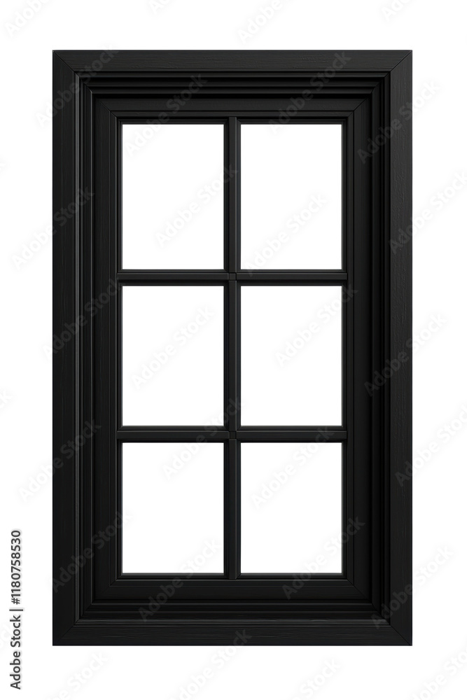A sleek black window frame featuring six panes, showcasing a modern design with elegant lines. A sleek black window frame featuring six panes, showcasing a modern design with elegant lines.