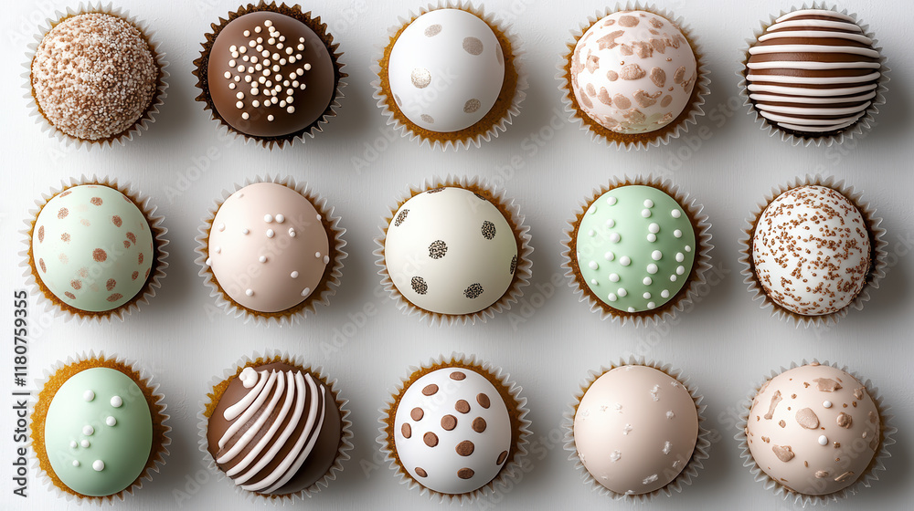 Delicious collection of decorative cupcakes with various toppings and colors Delicious collection of decorative cupcakes with various toppings and colors