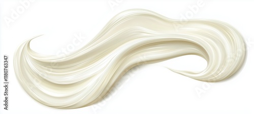 Two strokes of white cream on a purely white background.