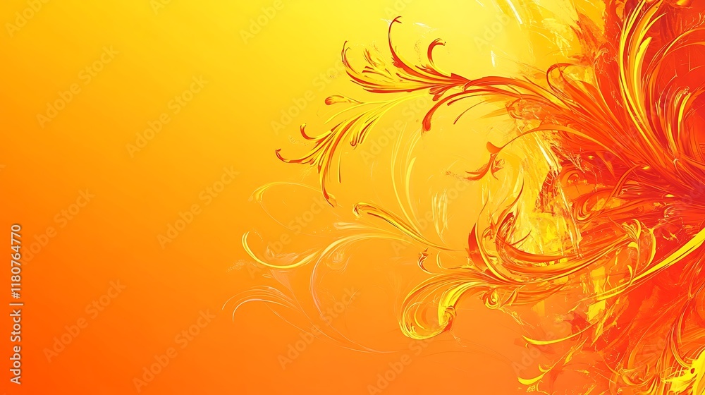 Abstract Orange and Yellow Floral Design Artwork Abstract Orange and Yellow Floral Design Artwork