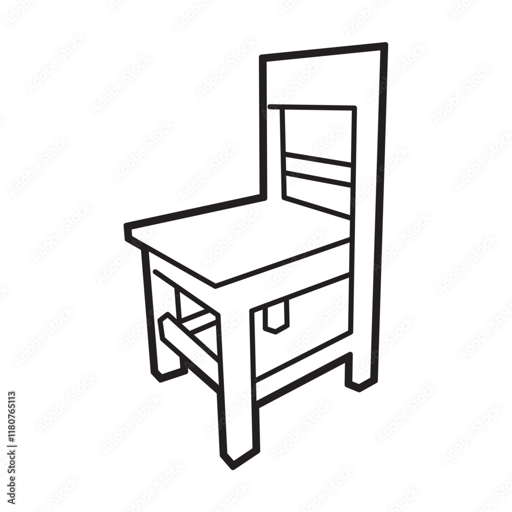 chair vector image, black and white line art, side view chair chair vector image, black and white line art, side view chair