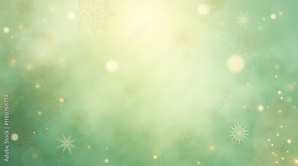 Celestial Green Abstract: Delicate Gold Stars and Soft Glow Celestial Green Abstract: Delicate Gold Stars and Soft Glow