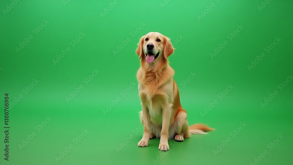 Adorable Golden Retriever on Green Screen Adorable Golden Retriever on Green Screen