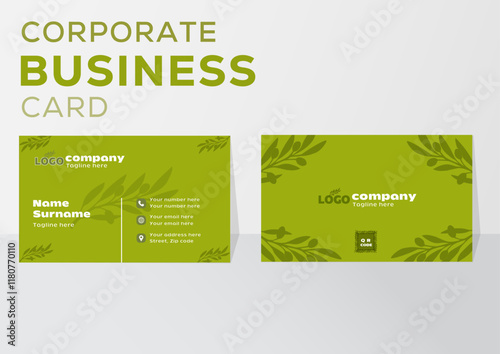 Luxury modern natural business card template., Creative Olive color Double-sided business card template., Color  combination, Modern natural vertical creative  visiting card, olive leafs