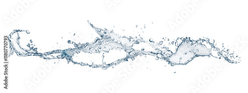 抽象的な青い波と水しぶきの 3D イラスト