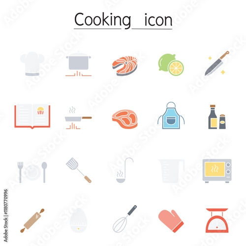 Cooking icon set in thin line style