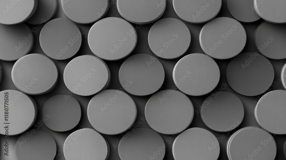 Smooth gray spheres arranged in a grid, clean geometry Smooth gray spheres arranged in a grid, clean geometry