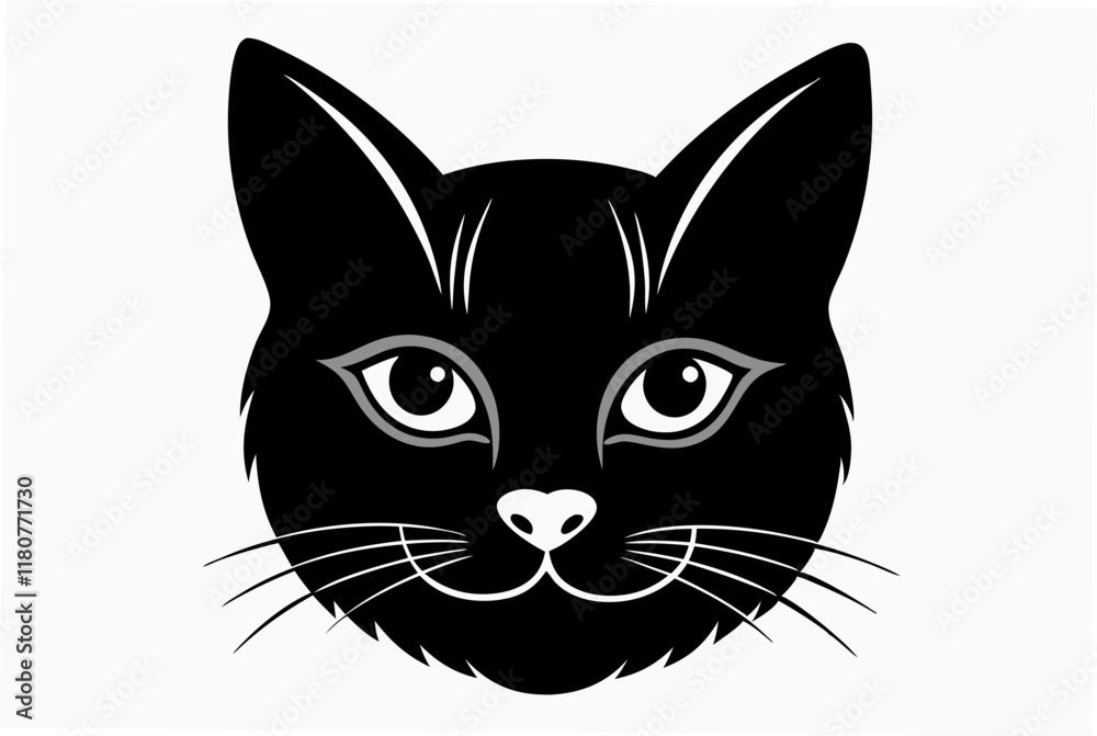 minimalist face of a cat silhouette vector minimalist face of a cat silhouette vector