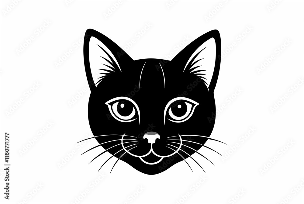 minimalist face of a cat silhouette vector minimalist face of a cat silhouette vector
