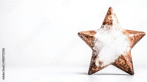 Rustic Whitewashed Wooden Star Decoration  Christmas Ornament  Festive Holiday  Simple Cra photo