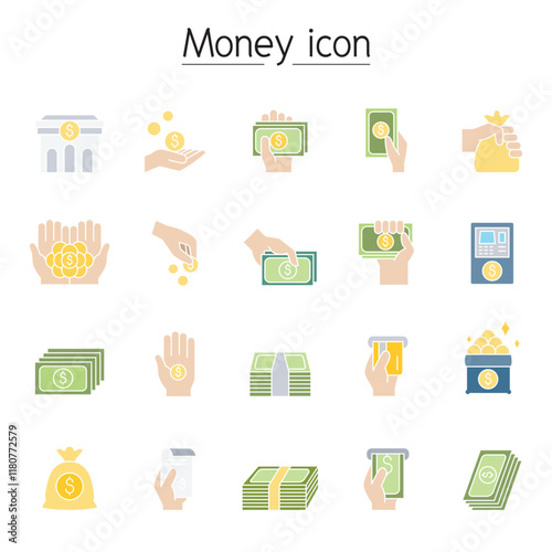 Financial & banking icon set in thin line style