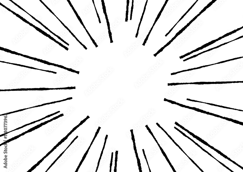 Obraz premium ラフな線の漫画風集中線の素材
