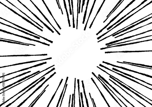 ラフな線の漫画風集中線の素材