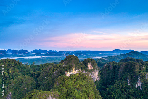 Tiger cave Temple is a  shelters and natural caves, This area is also a place of introspection  it had golden budha  and Phra Chedi on the top of mounten. KRABI Province : THAILAND
 photo