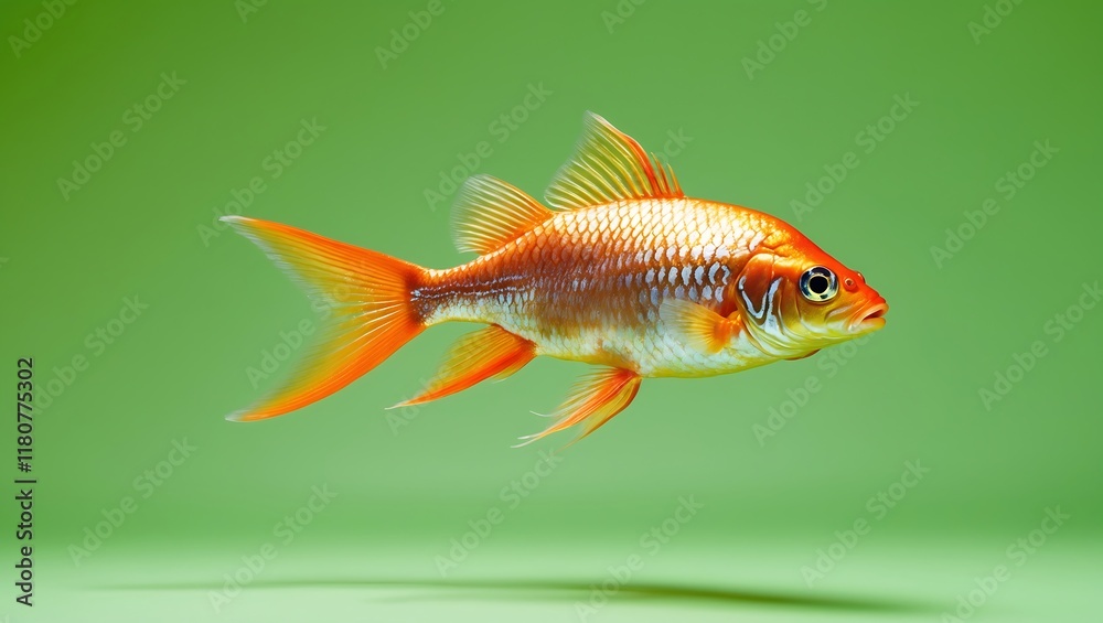 Fototapeta premium Vibrant Orange Goldfish Against a Lush Green Background