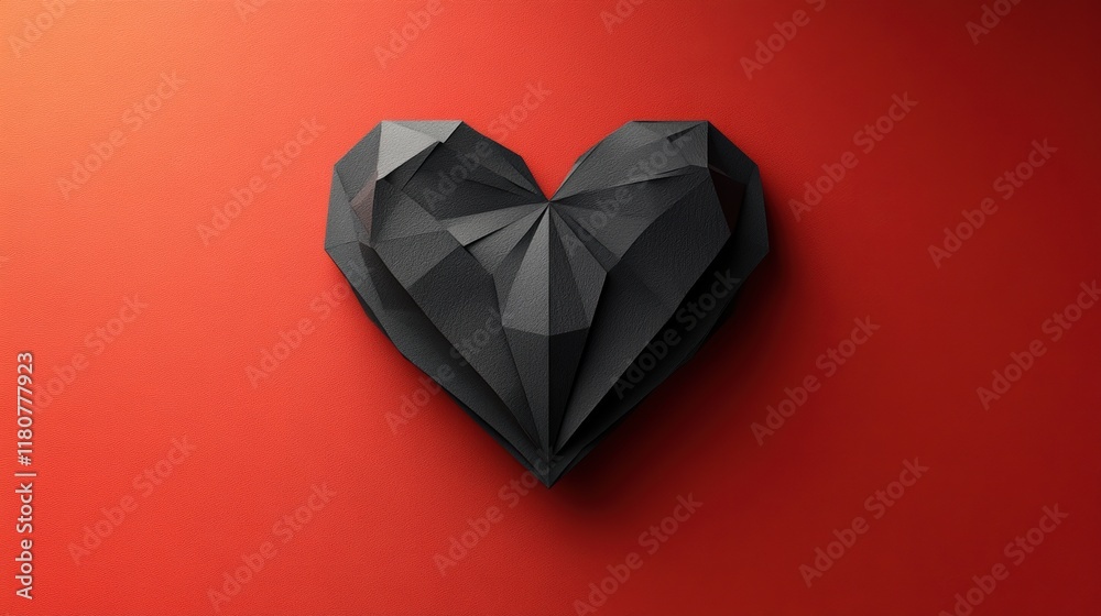 custom made wallpaper toronto digitalBlack Heart on Red Background Artistic Paper Craft Design