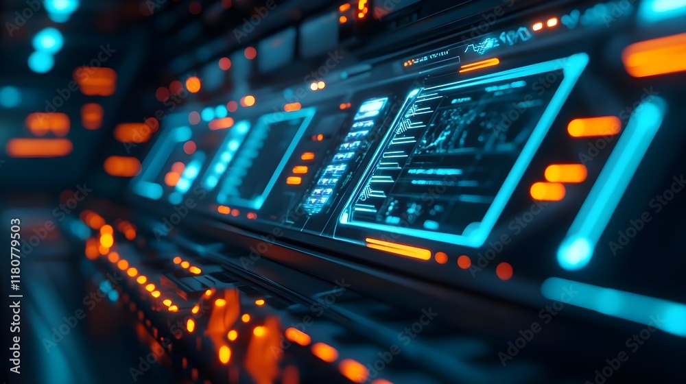 futuristic tech interface, blue & orange hud - cyberpunk aesthetics futuristic tech interface, blue & orange hud - cyberpunk aesthetics