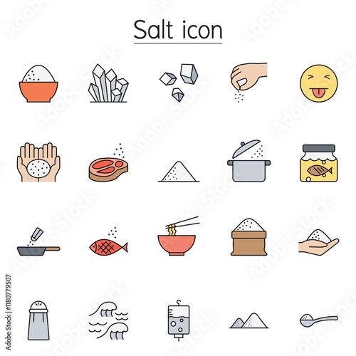 Salt icon set in thin line style