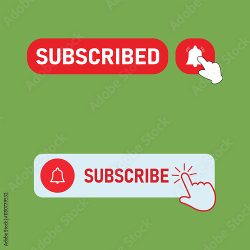 Red button subscribe of channel. Vector illustration