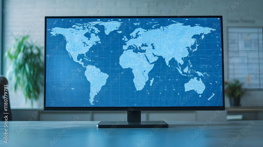 global network data on modern computer screen - data visualization global network data on modern computer screen - data visualization