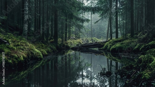 Enchanted Forest: A Mystical Reflection in Still Waters