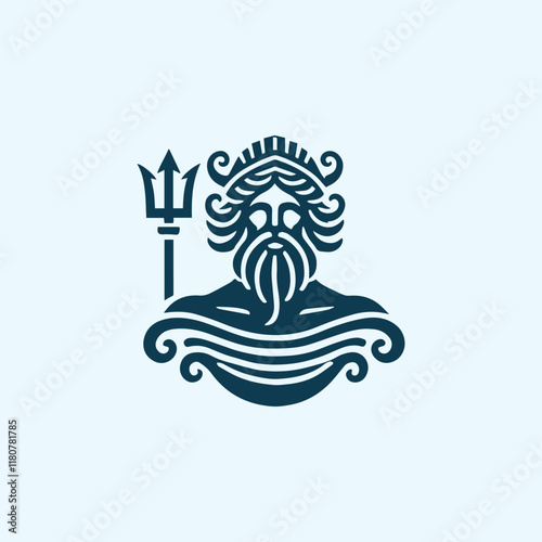 Wave poseidon god logo