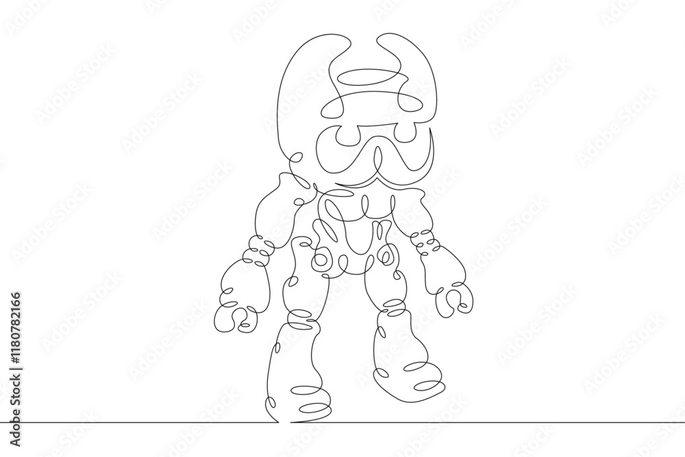 Robot android in full growth. Robotics, artificial intelligence. One continuous drawing line logo single hand drawn art doodle isolated minimal illustration. Robot android in full growth. Robotics, artificial intelligence. One continuous drawing line logo single hand drawn art doodle isolated minimal illustration.