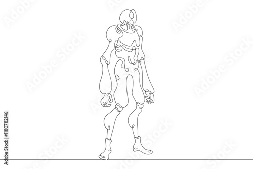 Wallpaper Mural Robot android in full growth. Robotics, artificial intelligence. One continuous drawing line  logo single hand drawn art doodle isolated minimal illustration. Torontodigital.ca