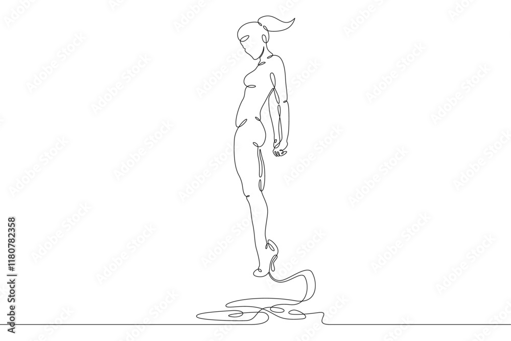 The female character levitates in the air. Beautiful pose of a slender sports girl. One continuous drawing line logo single hand drawn art doodle isolated minimal illustration. The female character levitates in the air. Beautiful pose of a slender sports girl. One continuous drawing line logo single hand drawn art doodle isolated minimal illustration.