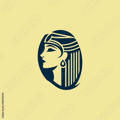 Elegant cleopatra lady logo